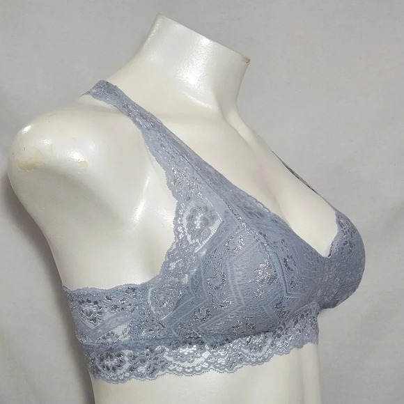 XS X-SMALL Gilligan Lace Pullover‎ Racerback Bralette Blue NWT - Picture 4 of 7